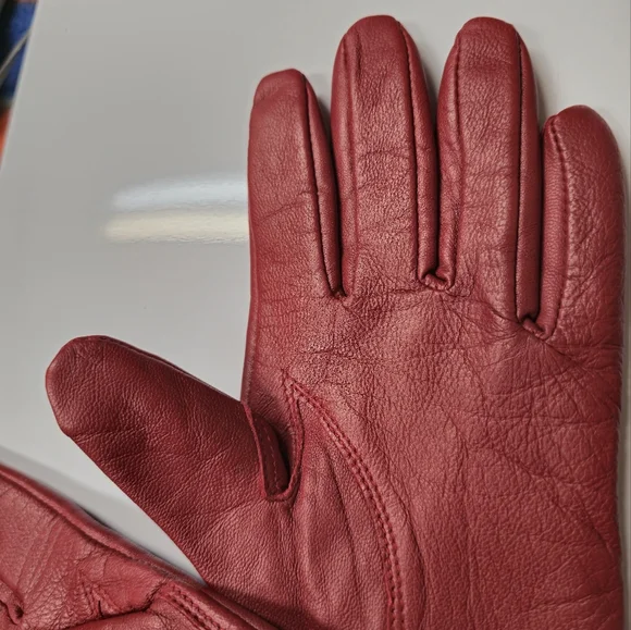 Etienne Red Professional Leather Shell Cashmere Lining Medium Size Vintage - Picture 5 of 10